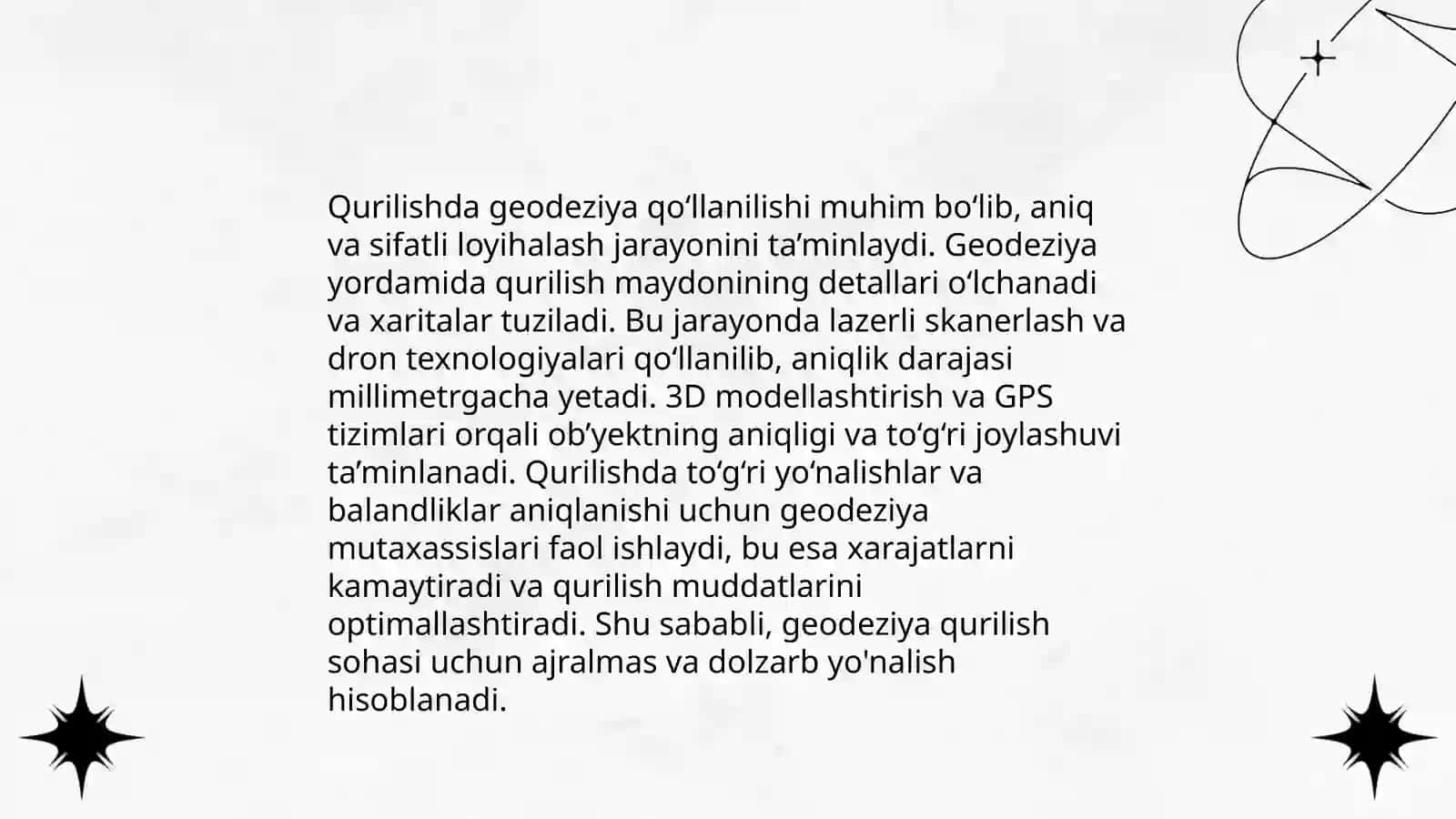 Geodeziya fanining xalq xo'jaligidagi o'rni 4