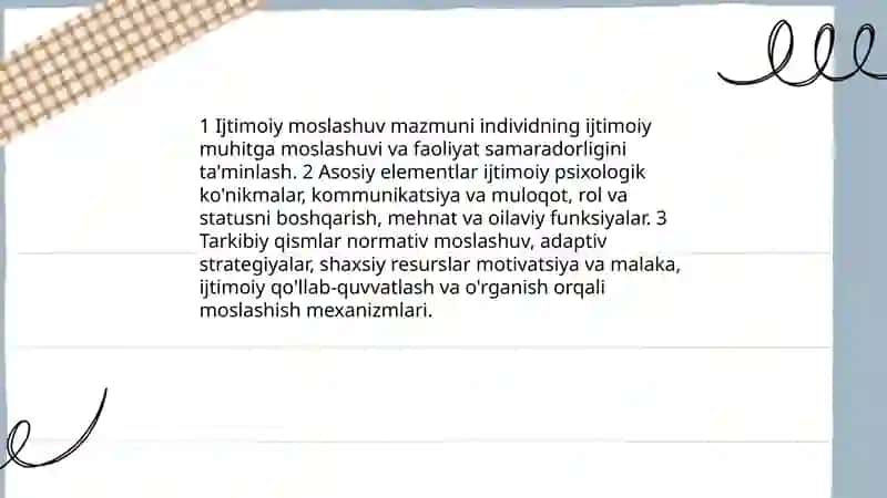 Ijtimoiy moslashuv tushunchasi va uning mazmuni 4