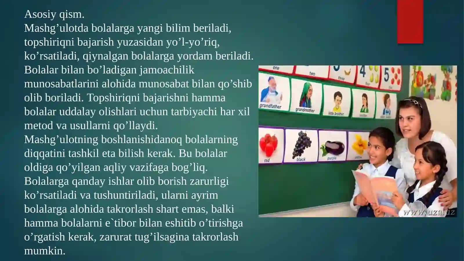SO’ZLAB BERISHGA O’RGATISH MASHG’ULOTI UCHUN MASHG’ULOT ISHLANMASI TUZISH TAYYORLADI 4