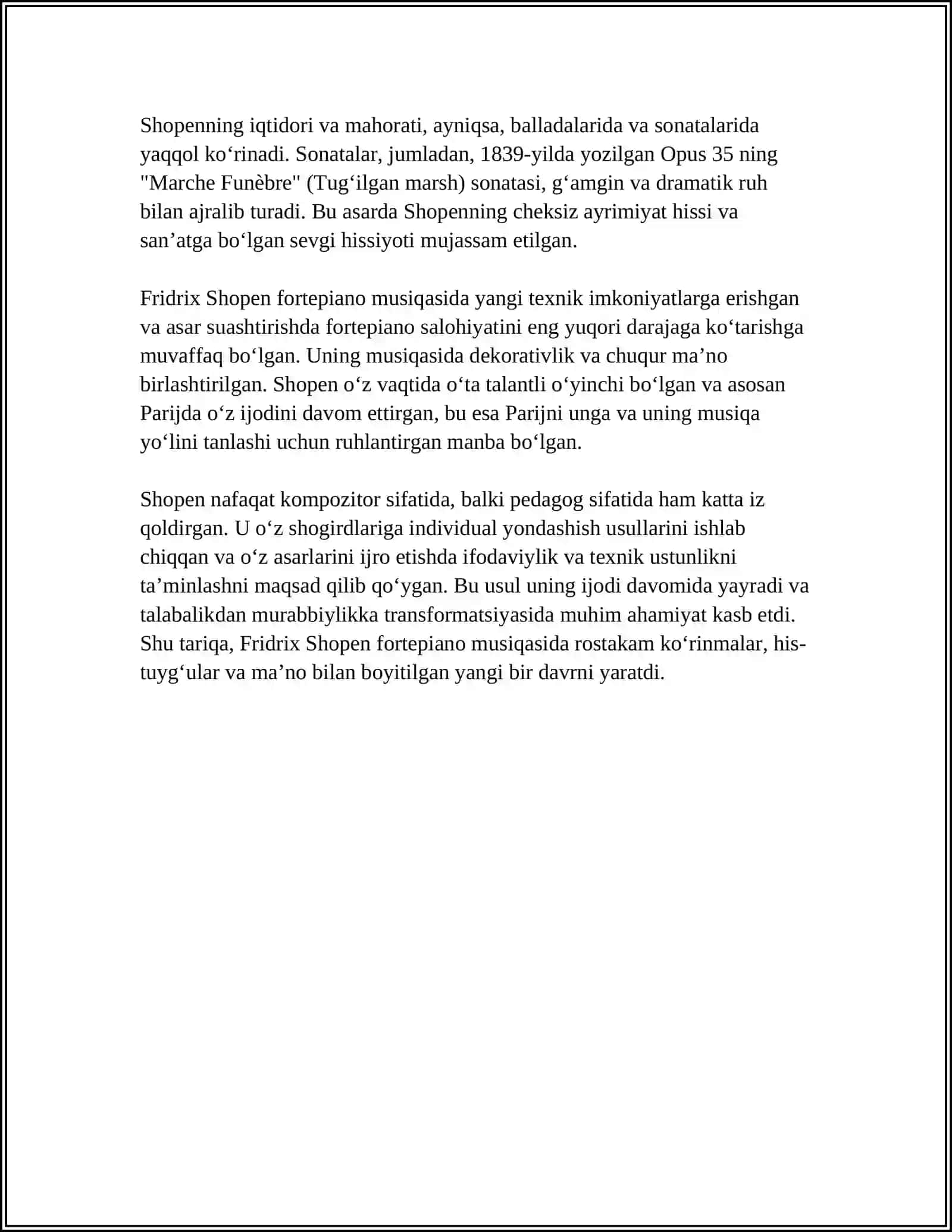 FRIGRIK SHOPEN FORTEPIONO IJODI 4