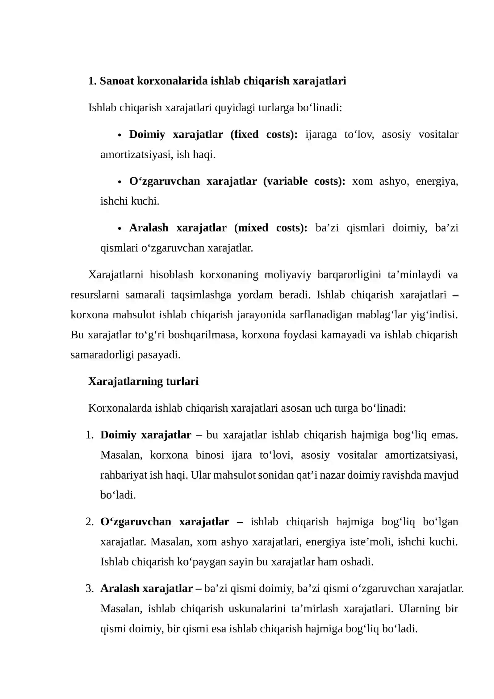 Sanoat korxonalarida ishlab chiqarish xarajatlarini optimallashtirish 4