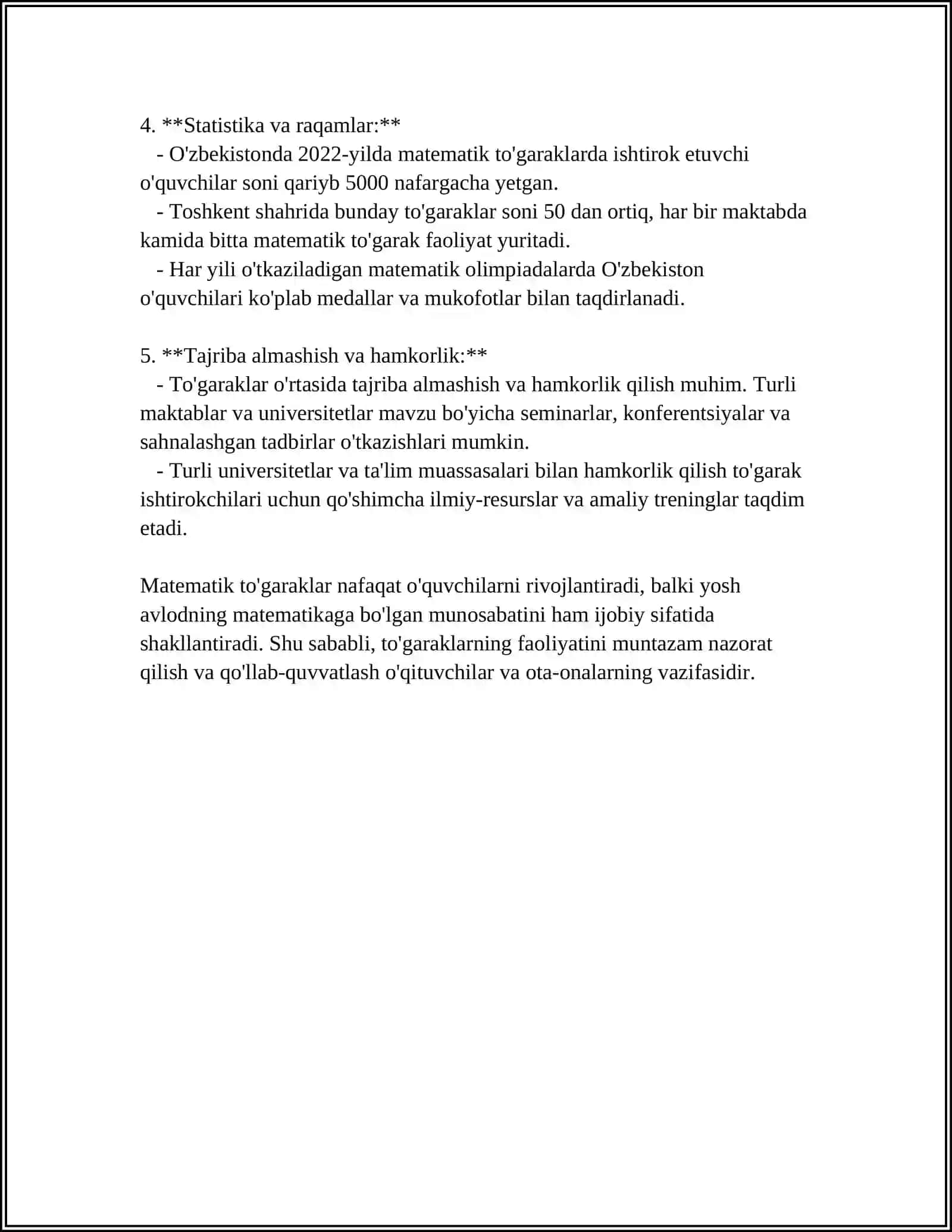 MATEMATIKADAN SINFDAN TASHQARI ISHLARNI TASHKIL QILISH 4