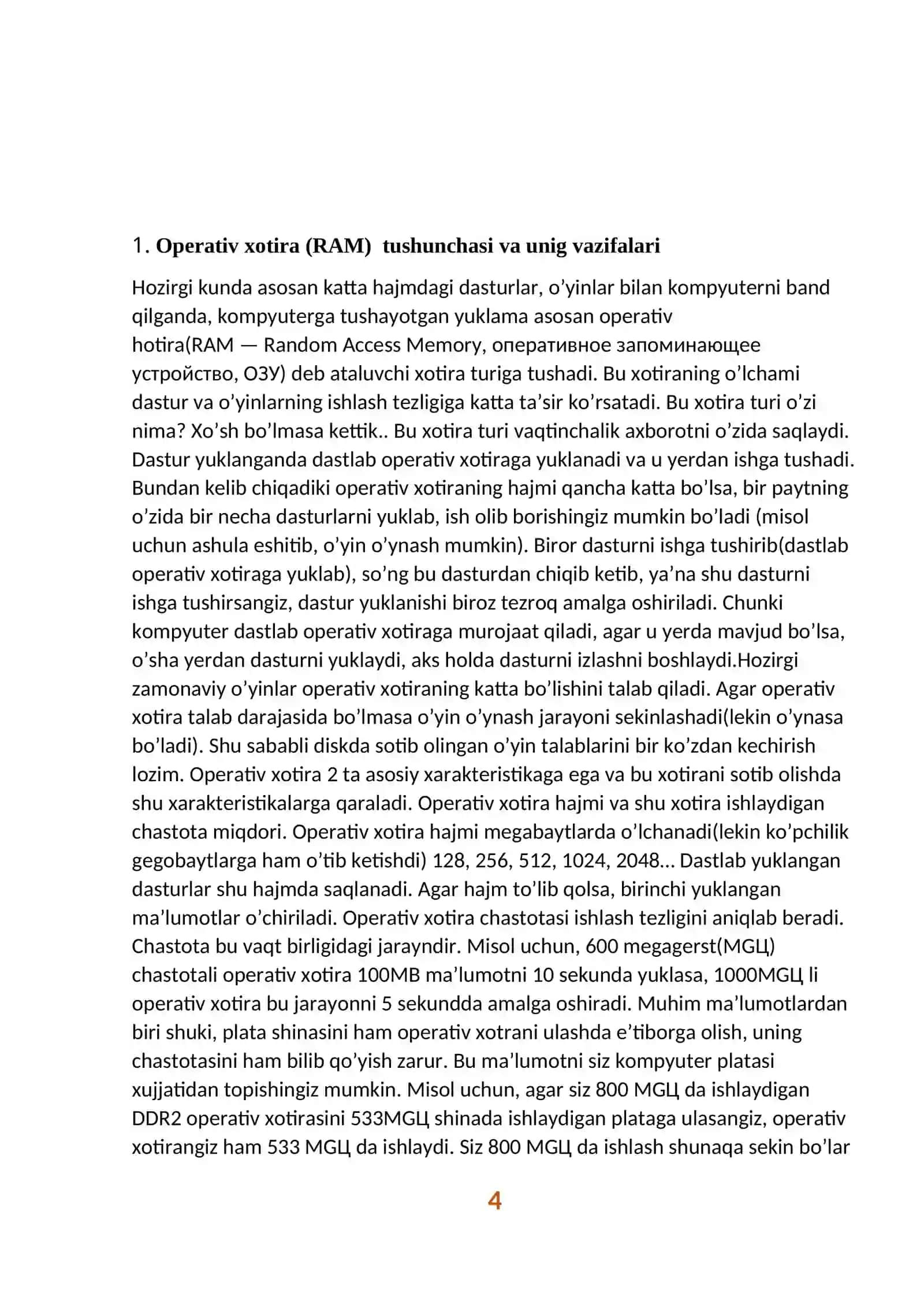 Operativ xotira (RAM) va doimiy xotira (ROM) turlari va farqlari 4