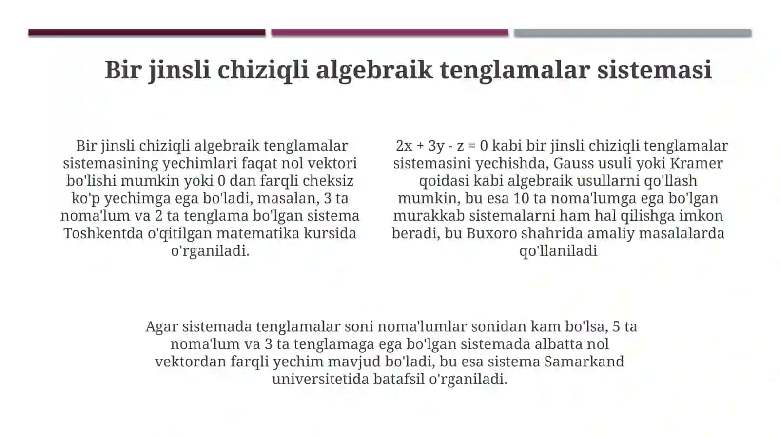 Bir jinsli chiziqli algebraik tenglamalar sistemasi 4