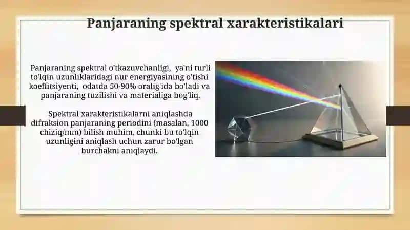 Difraksion panjara va ularning asosiy xarakteristikalarini hisoblash 4