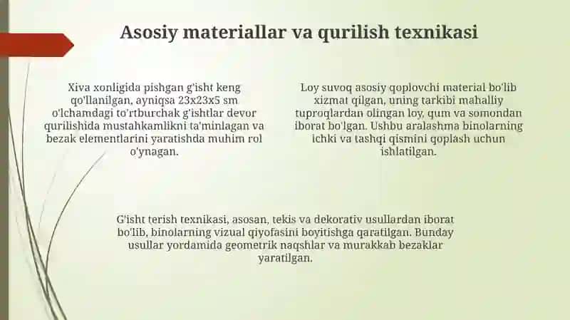 Xiva xonligidagi me'morchiliklar 4