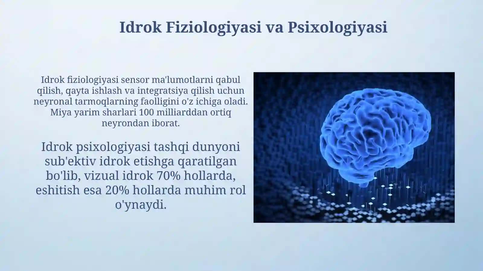 Idrok haqida tushuncha va tibbiyotga bogliq jihatlari 4