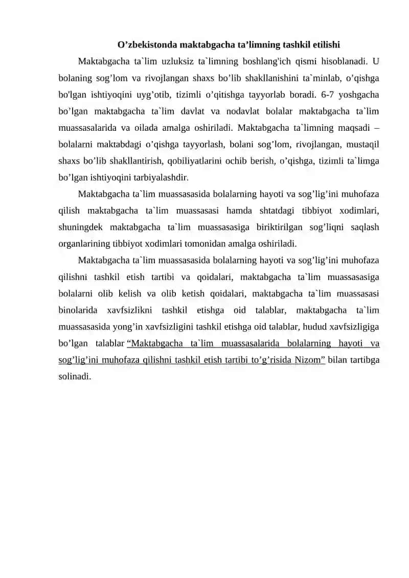 MAKTABGACHA TA'LIMNI TASHKIL QILISH VA UNI BOSHQARISH TURLARI 4