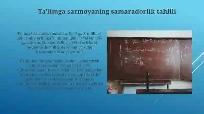Ta’limga investitsiyalarning milliy iqtisodiyotdagi o‘rni 4