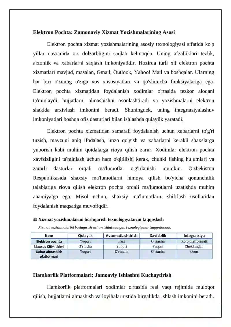 Xizmat yozishmalari bilan ishlash texnologiyalari 4