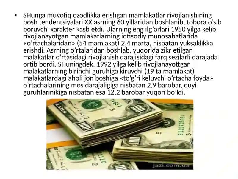 Rivojlanayotgan mamlakatlar xalqaro iqtisodiy munosabatlar tizimi 4