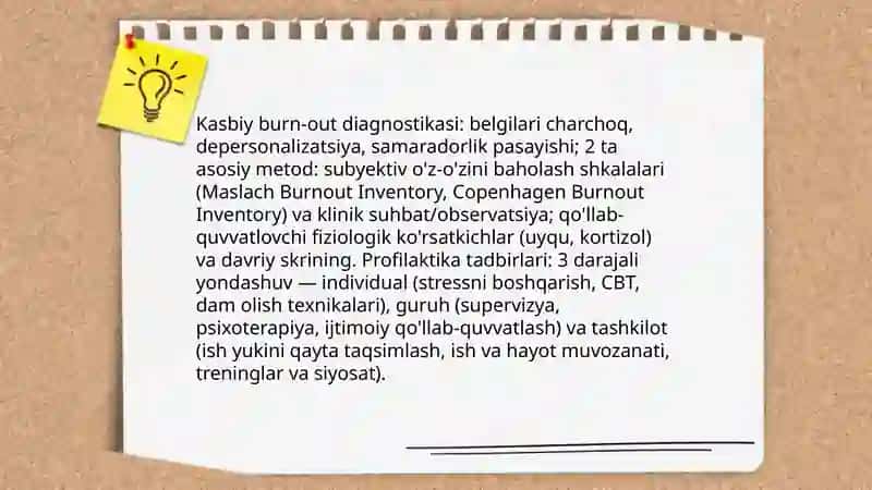 Kasbiy faoliyatning psixologik muammolari. Kasbiy taʼlim faoliyati psixodiagnostikasi 4