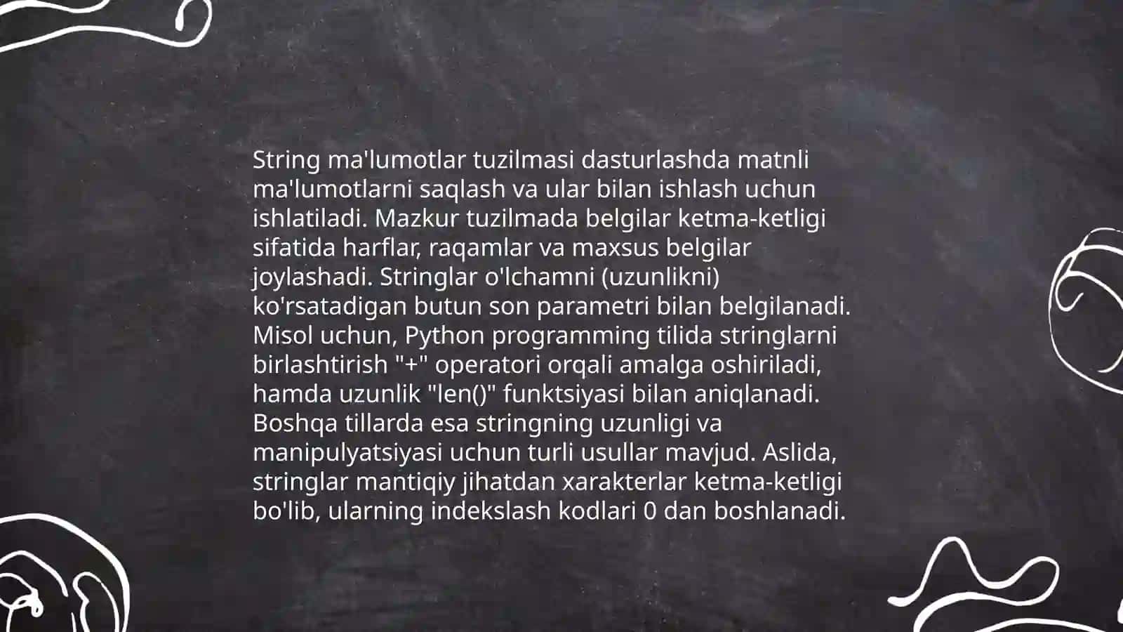 String Ma'lumotlar Tuzilmasi va Uning Metodlari Bilan Ishlash 4