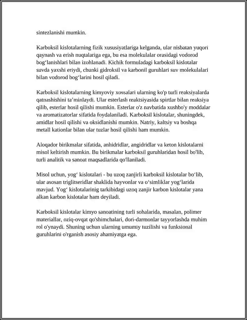 KARBON KISLATALAR OLINISHI VA XOSSALARI 4