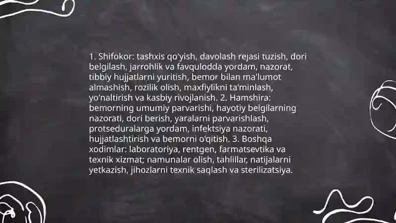 Davolash muassasalaring faoliyati bilan tanishuv, ishlash prinsiplari 4
