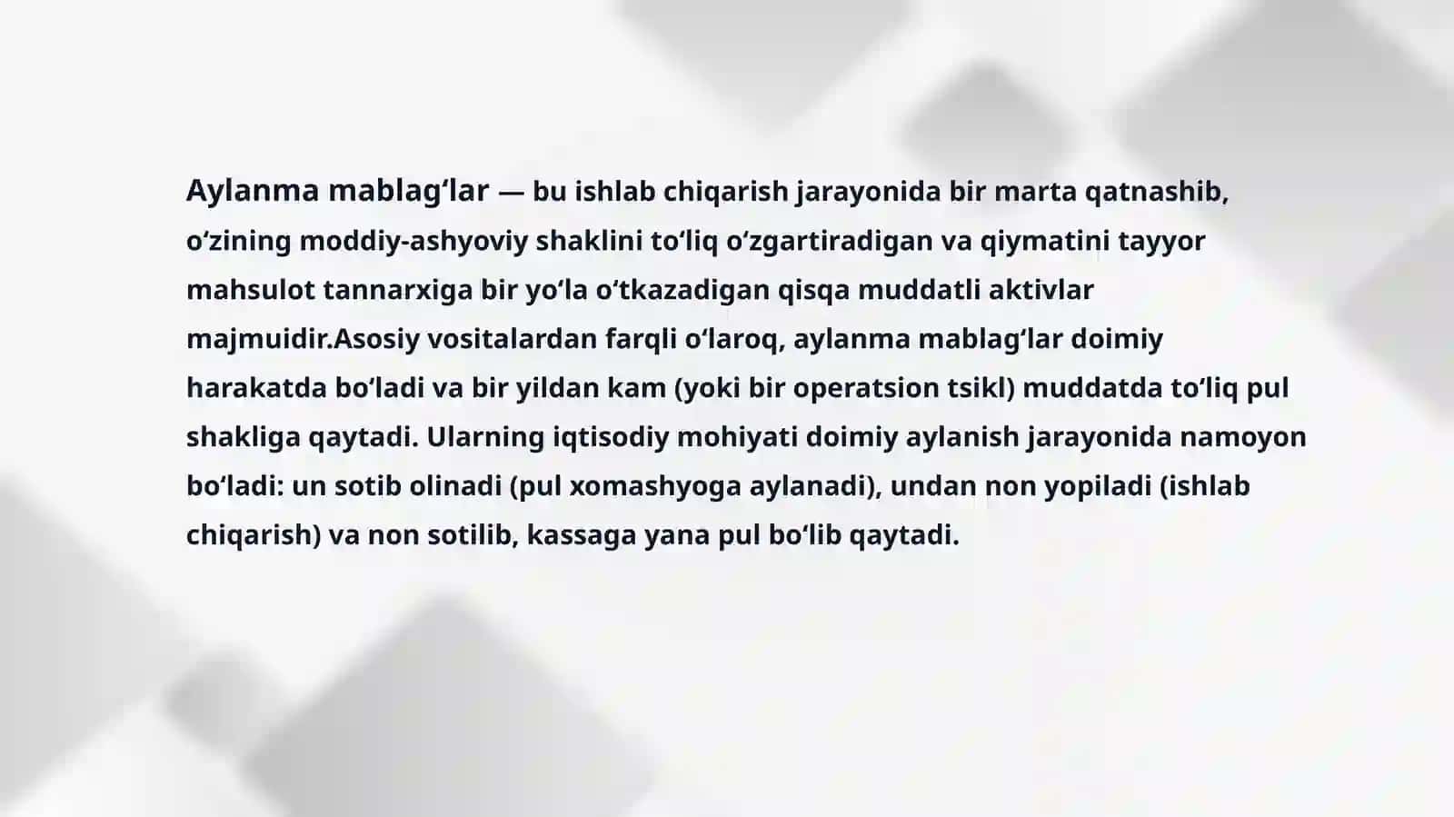 Korxonalarda aylanma mablag’lar hisobi va auditi 4