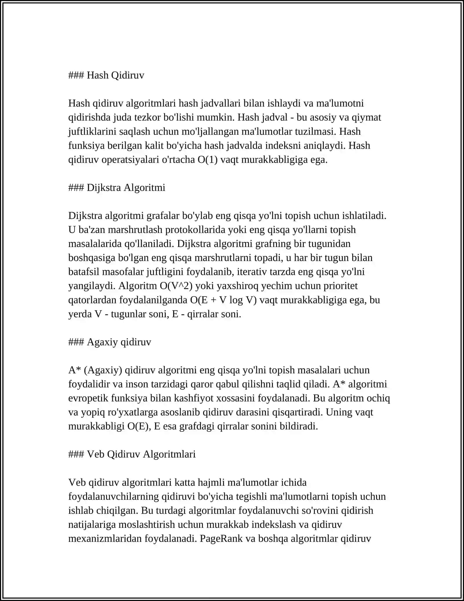 QIDIRISH ALGARITIMLAR QIYOSIY TAXLILI 4