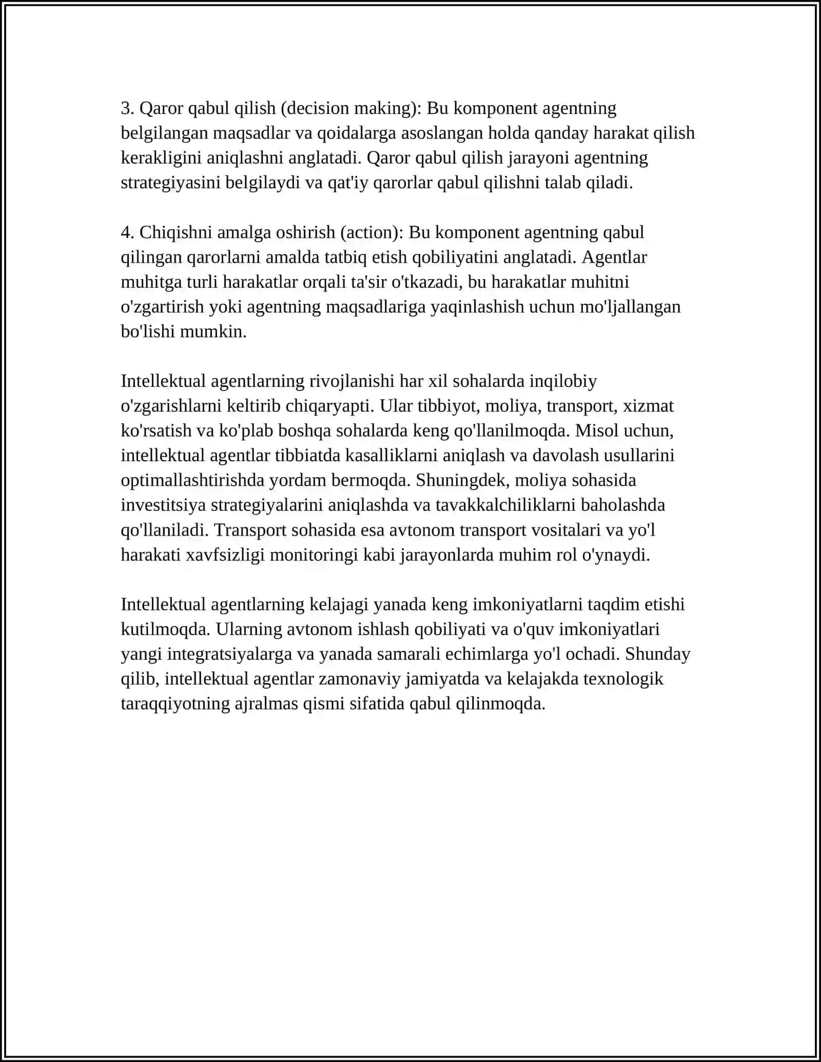 INTELLEKTUAL AGENT TUSHUNCHASI VA UNING ASOSIY KOMPONENTLARI 4