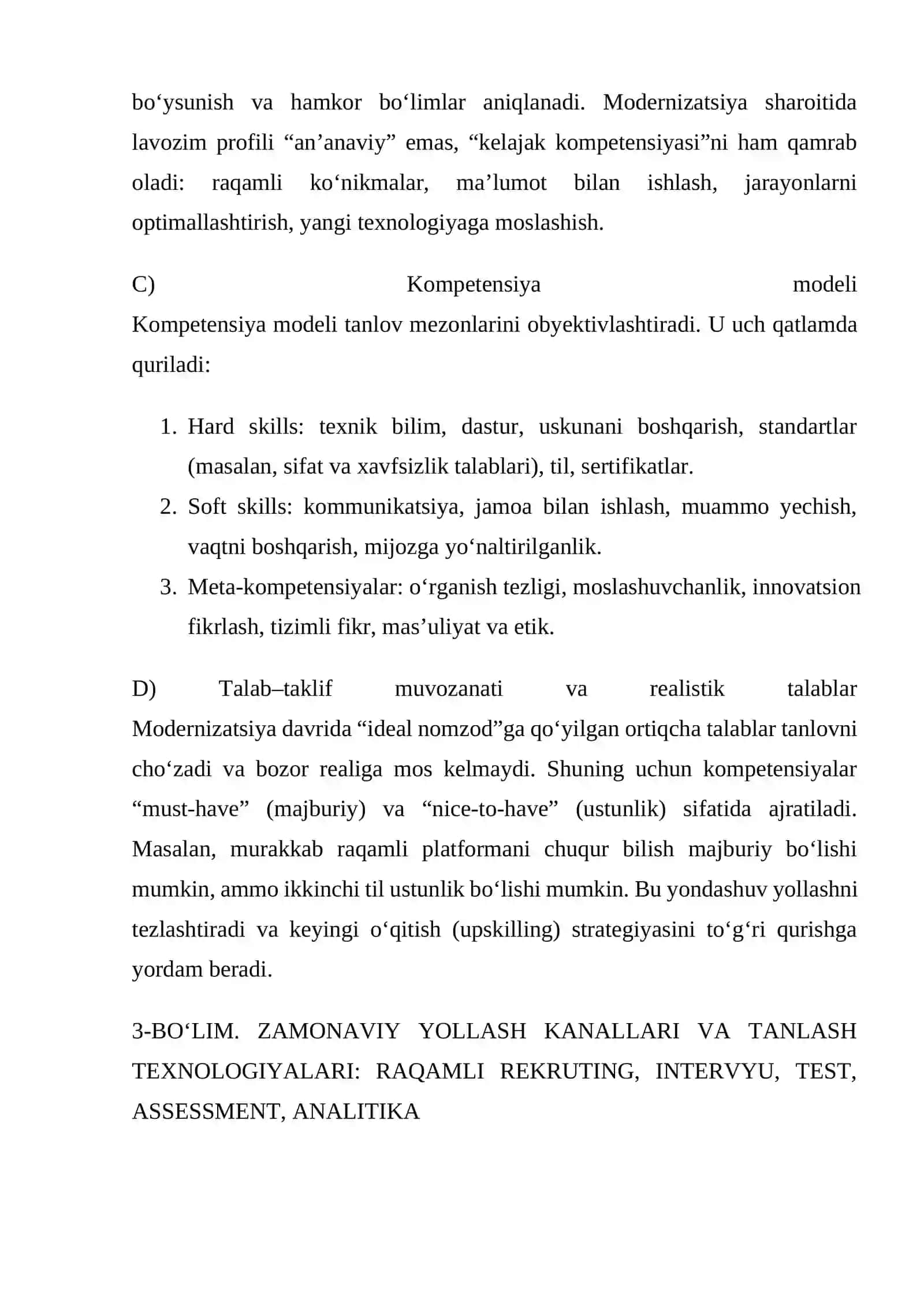 Iqtisodiyotni modernizatsiyalash sharoitida personalni tanlash va ishga yollash tizimi 4