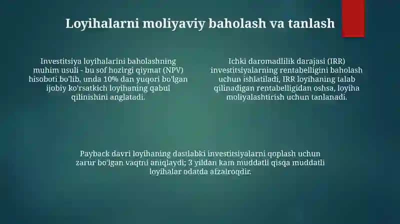 Kapitalni moliyaviy taʼminot jarayoniga boshqarish 4