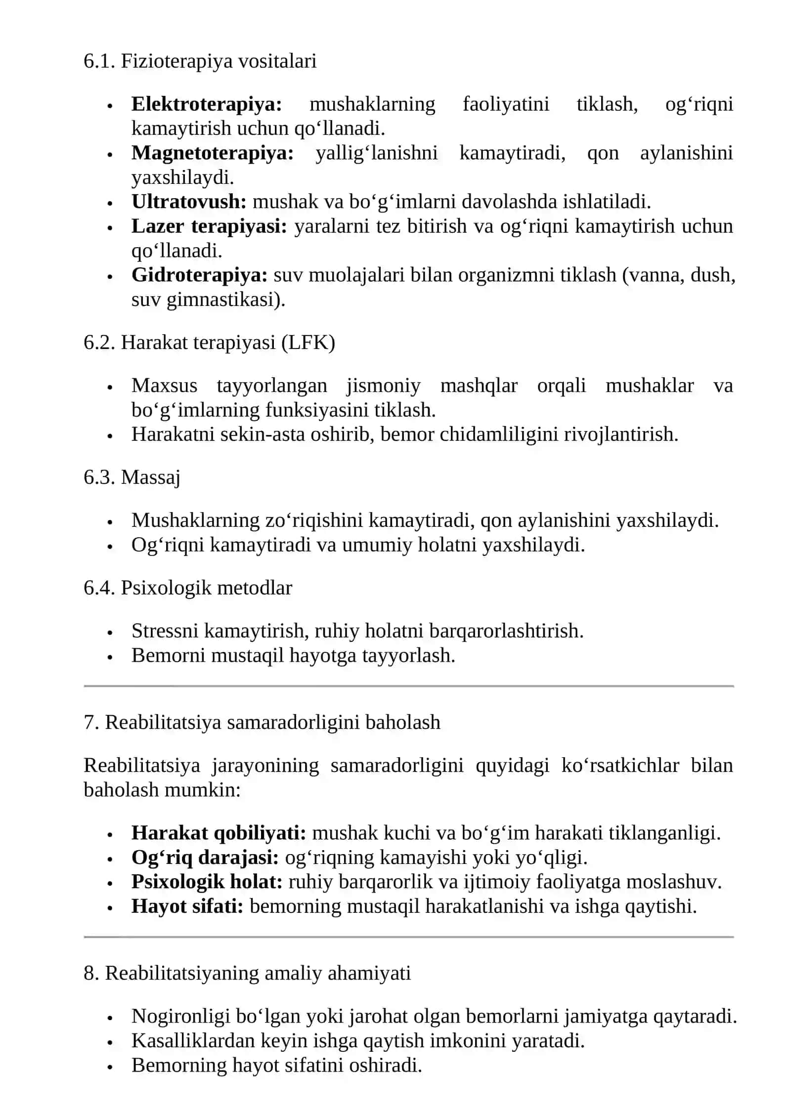 Reabilitatsiya asoslari moduli, maqsadi va vazifalari 4