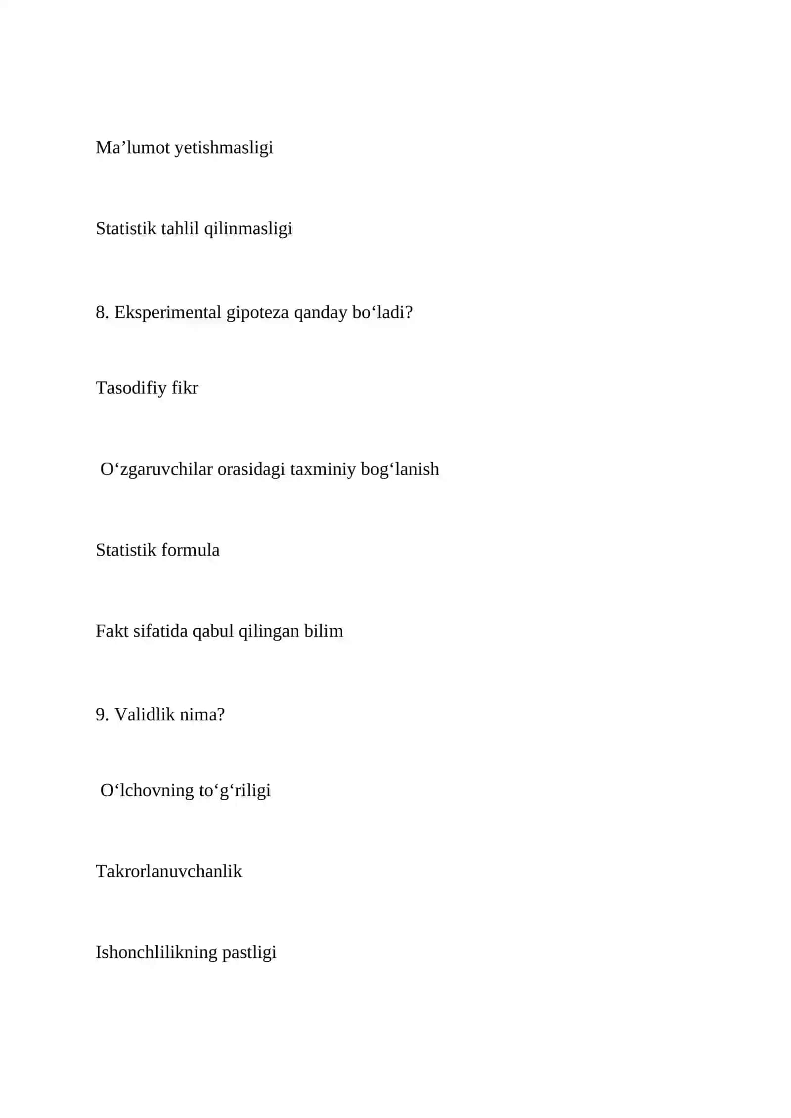 EKSPERIMENTAL PSIXOLOGIYA — 100 TA TEST SAVOLI 4
