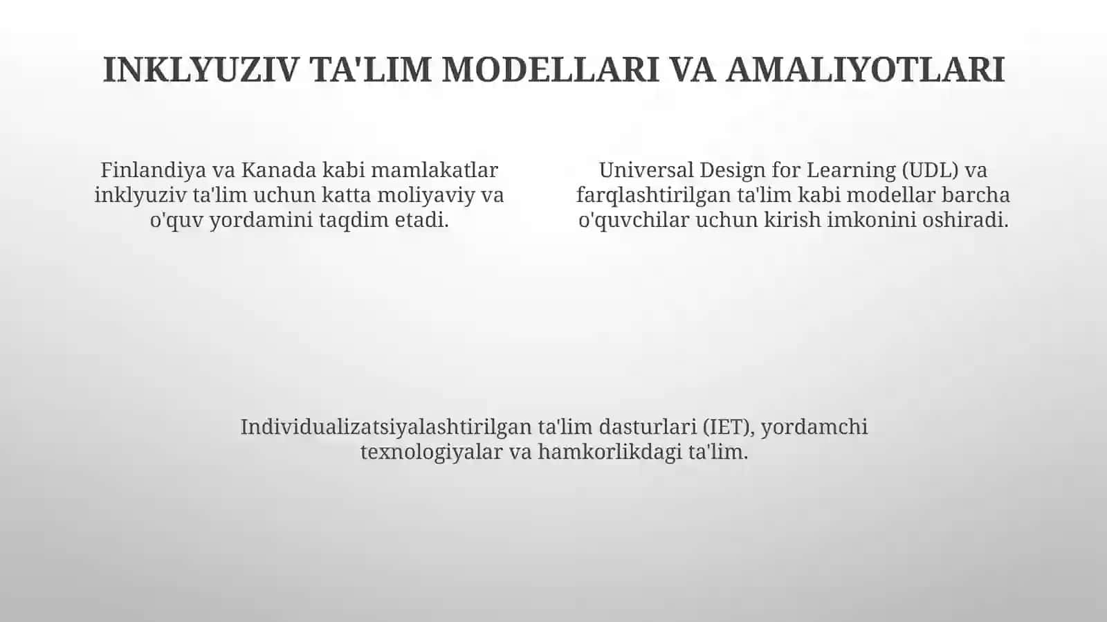 Inklyuziv ta'limni xorijiy davlatlardan nazariy va amaliy jihatdan qo'llab-quvvatlanishi 4