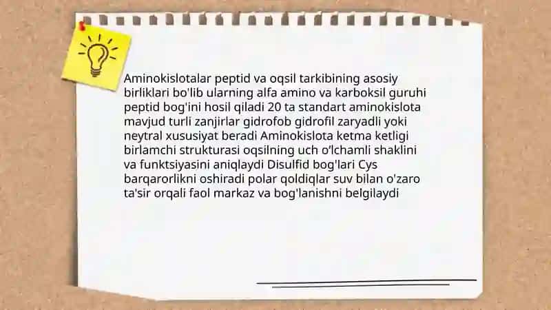 Peptid va oqsillarning funksiyalari. Oqsillarning fizik-kimyoviy hossalari 4