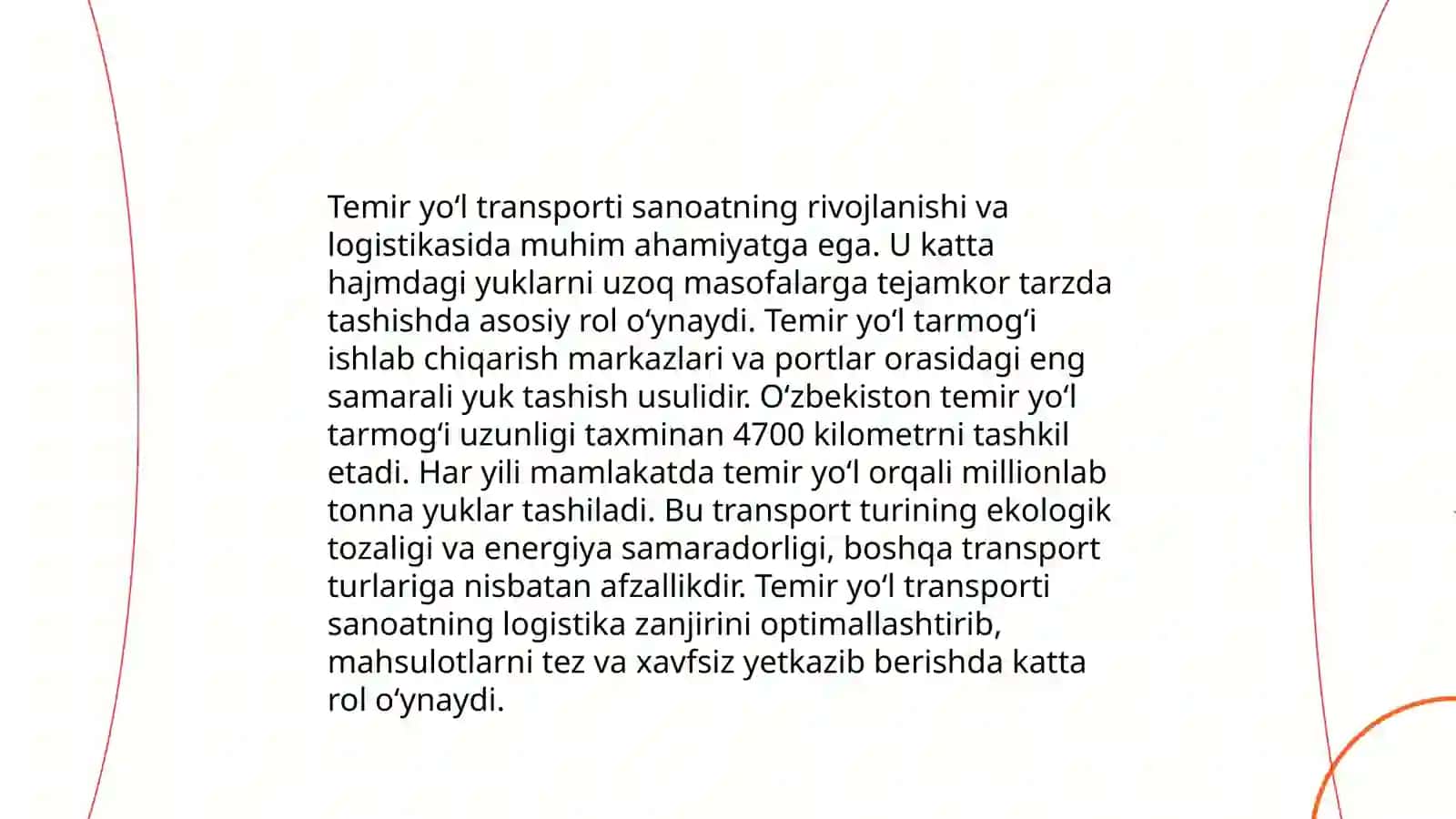 Transportning O‘zbekiston sanoatidagi o‘rni 4