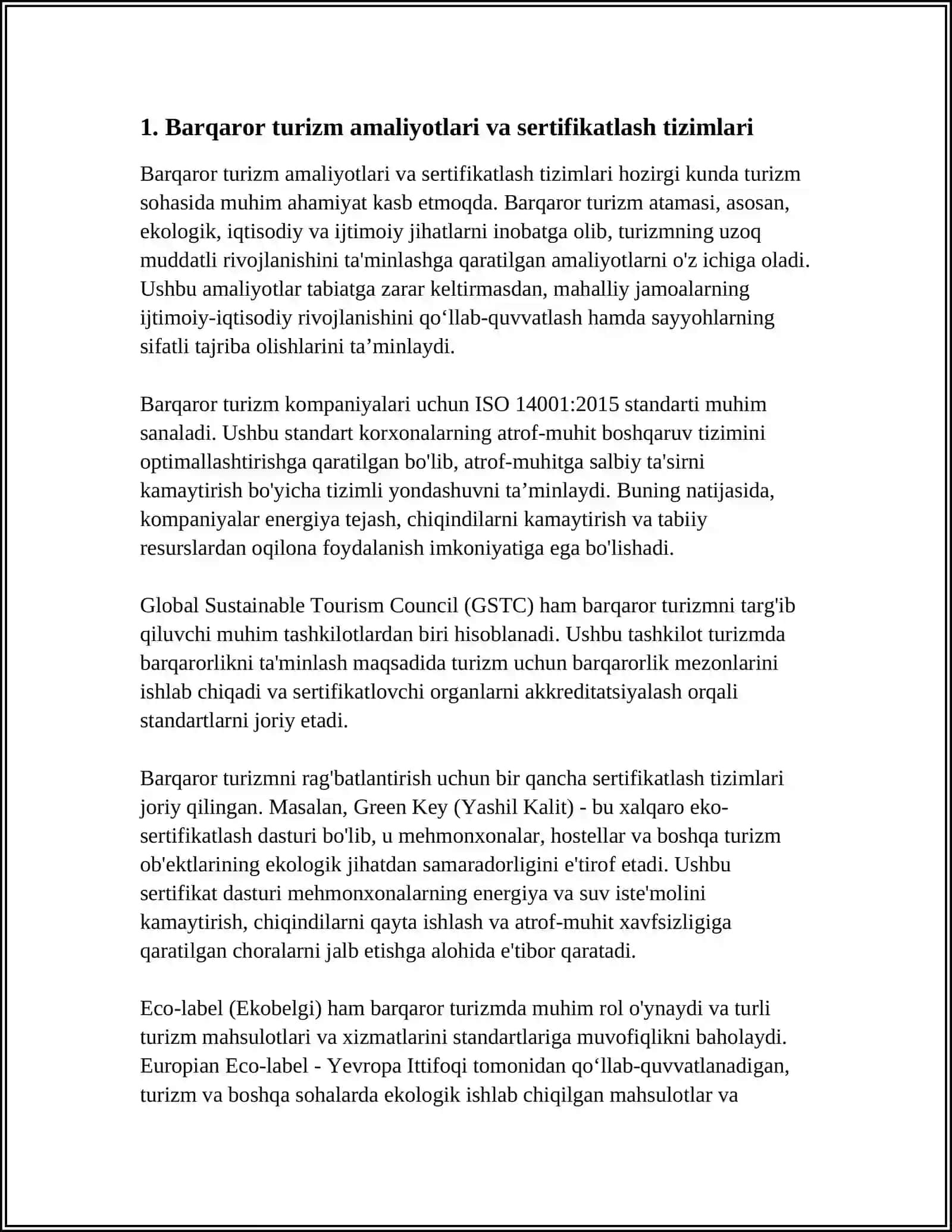 EKOLOGIK TURIZMNI RIVOJLANTIRISHNING ZAMONAVIY TENDENSIYALARI 4