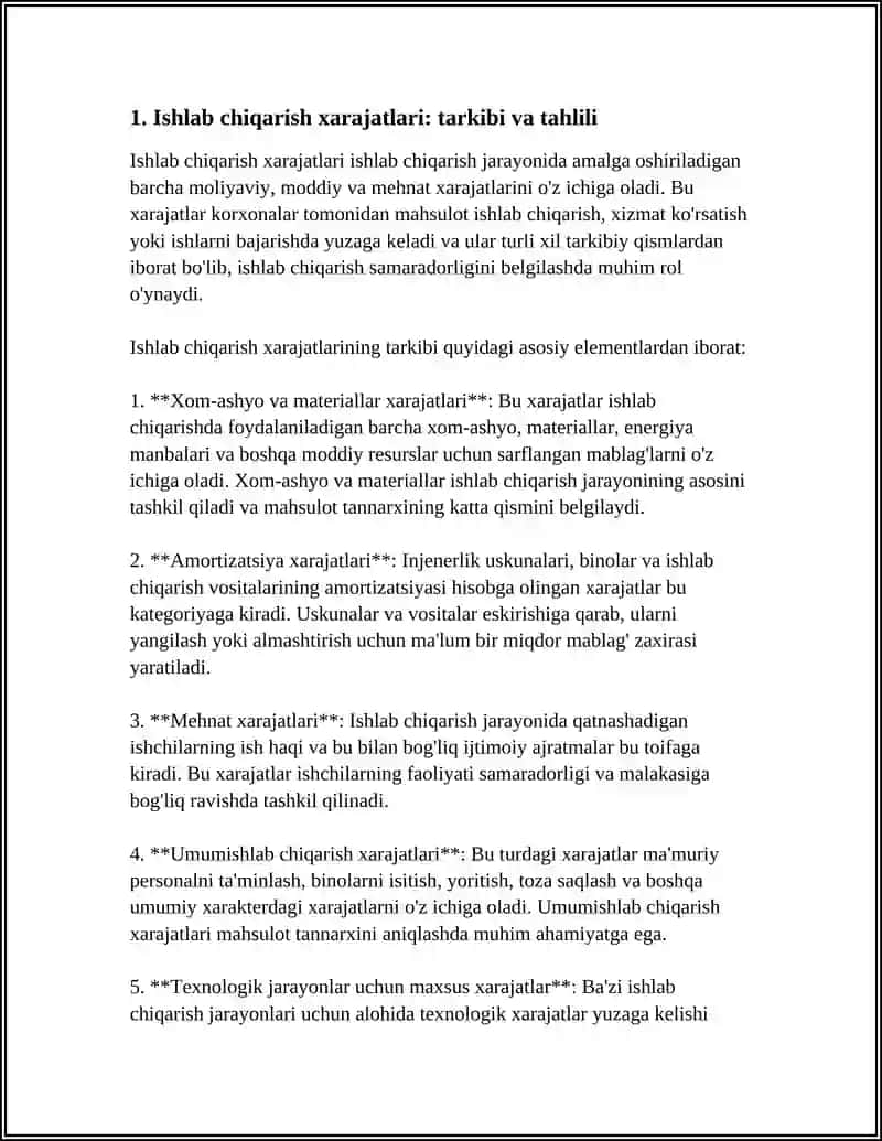 ISHLAB CHIQARISH XARAJATLARI VA ULARNI KOPAYTIRISH YOLLARI 4