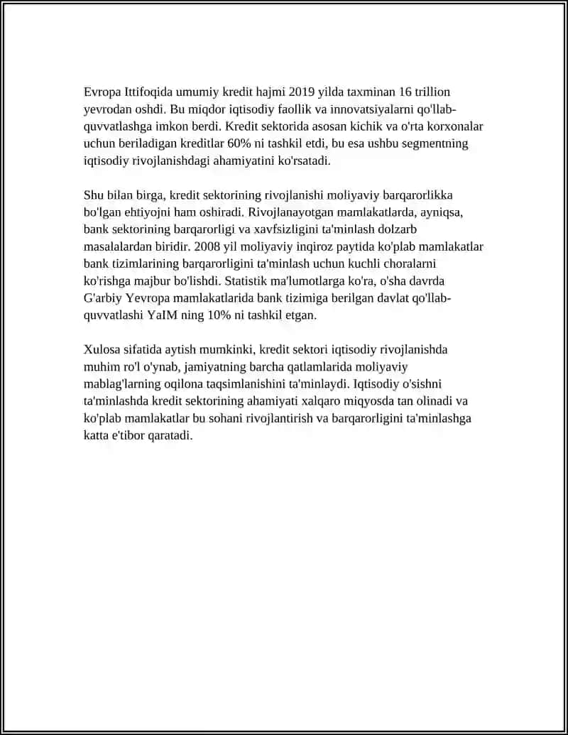 PUL KRIDIT SEKTORINING IQTISODIY TAHLILI 4