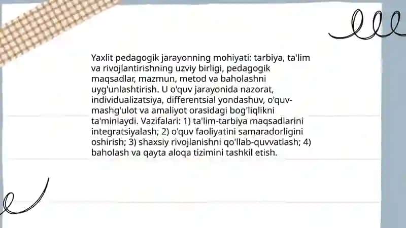 Yaxlit pedagogik jarayon 4