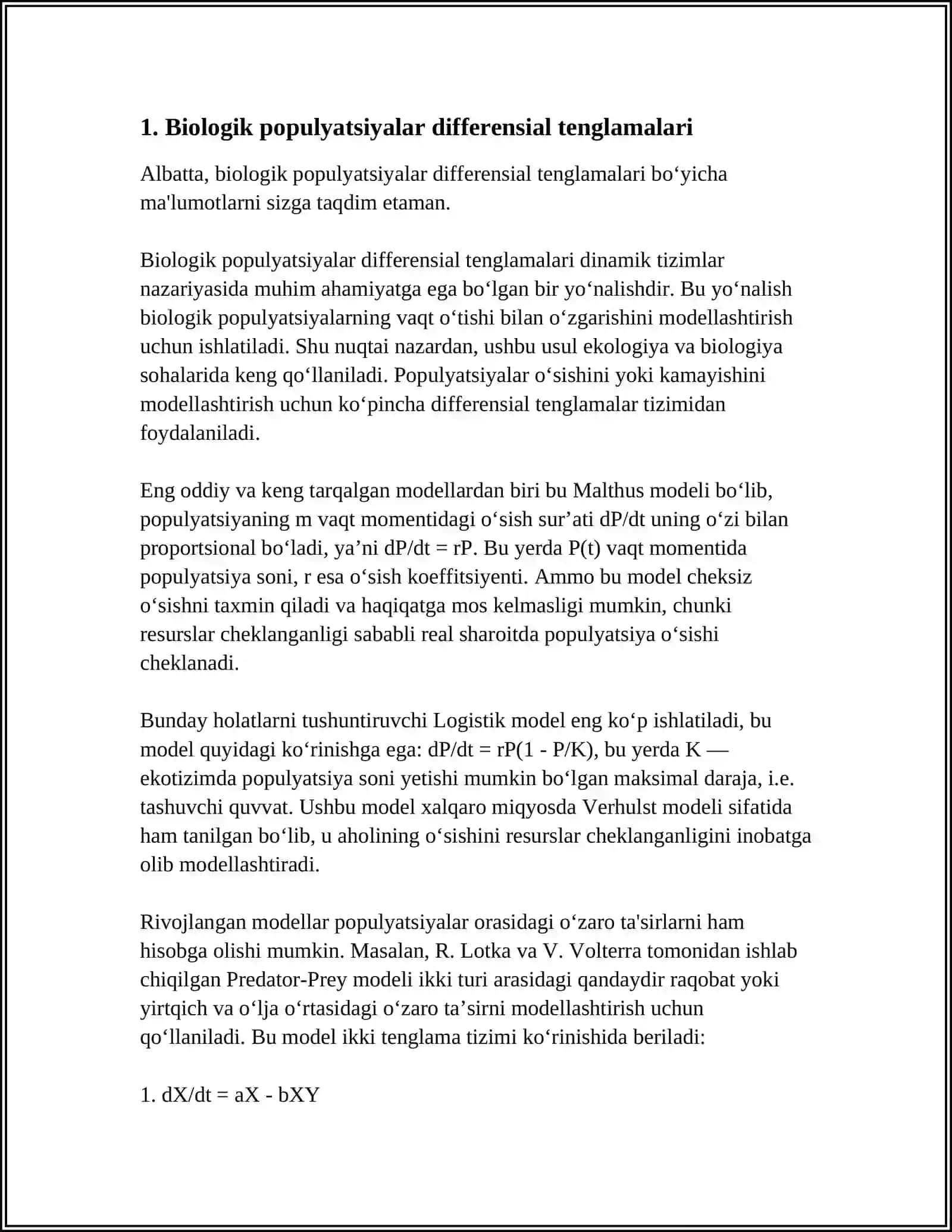 DIFFERENSIAL TENGLAMALARNI TUZISH VA YECHISH 4