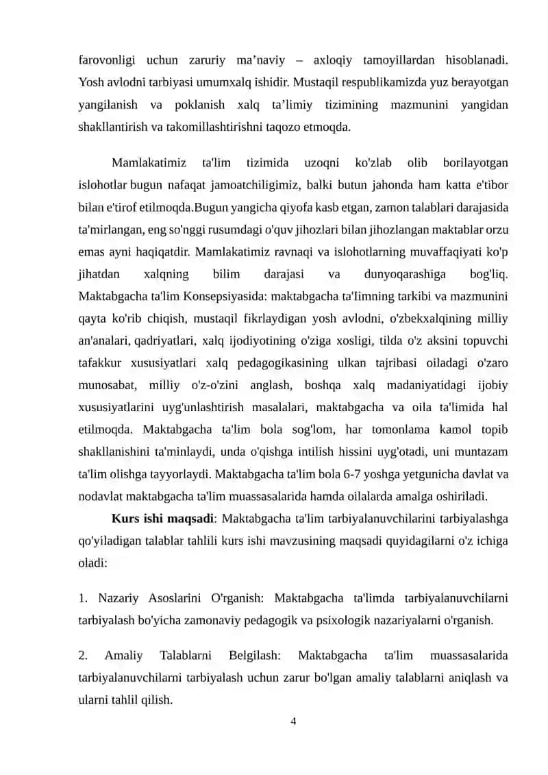 Maktabgacha ta'lim tarbiyalanuvchilarni tarbiyalashga qo‘yiladigan talablar tahlili 4