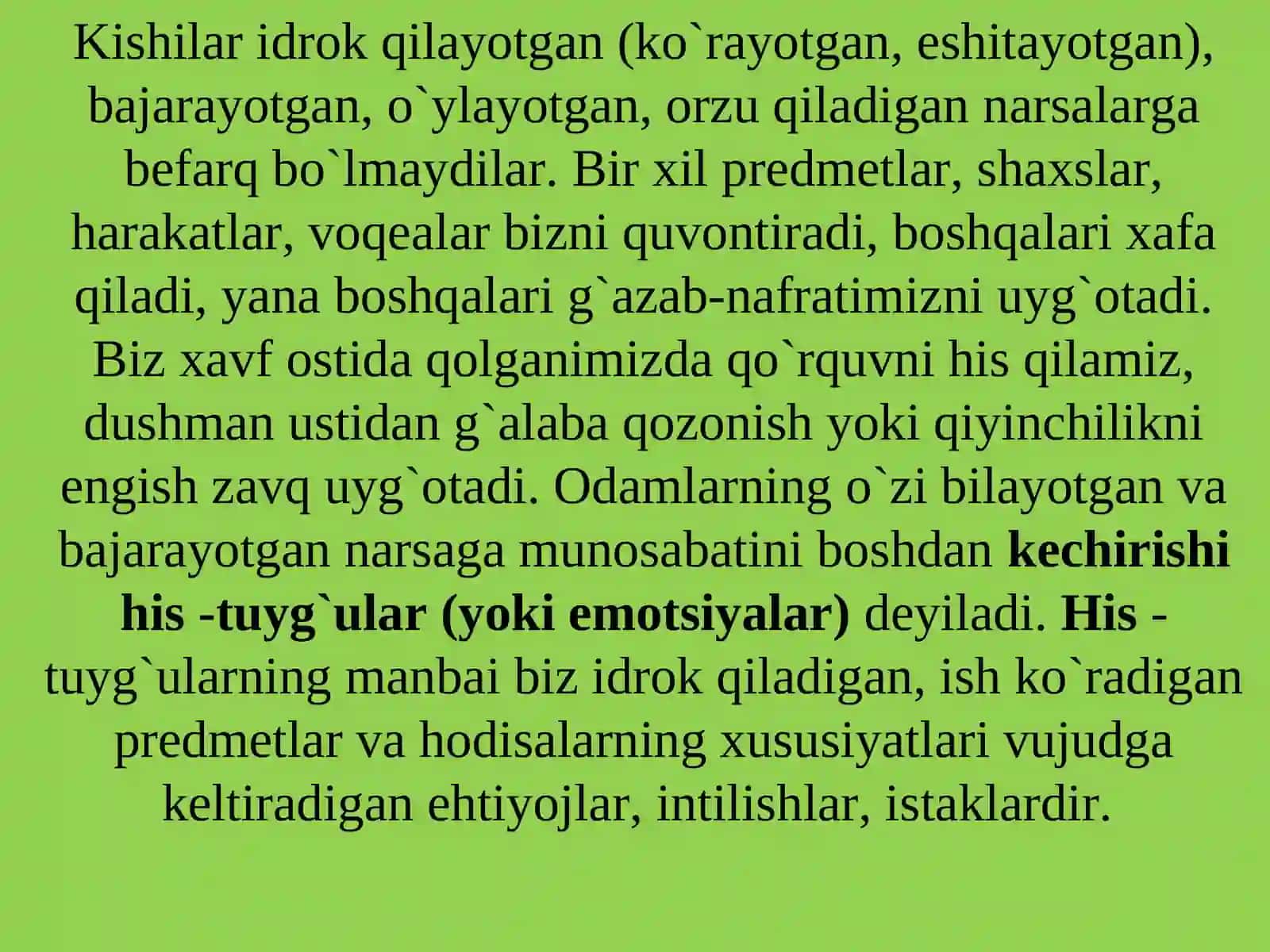SHAXSNING HISSIY HOLATLARI. EMOTSIYA VA HISSIYOT 4