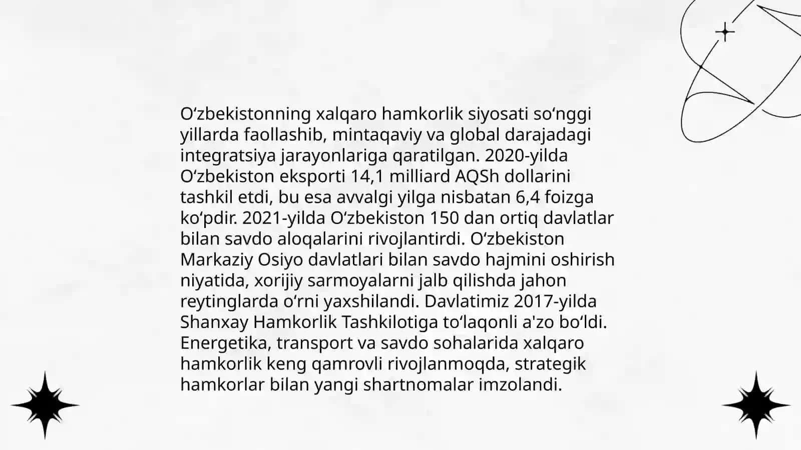 O‘zbekiston jahonga yuz tutmoqda 4