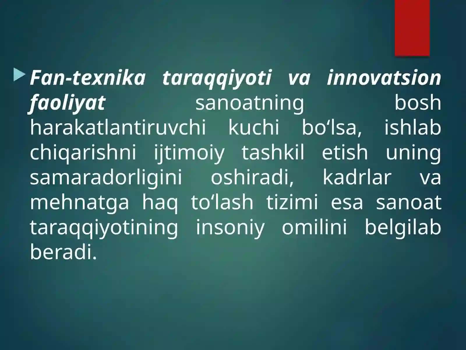 Sanoatda fan-texnika taraqqiyoti va innovatsion faoliyat 4