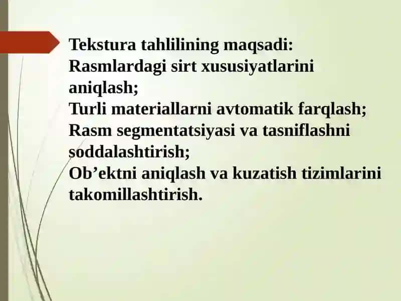 Rasmlarni qayta ishlashda tekstura tahlili. Usullar va qoʻllanma 4