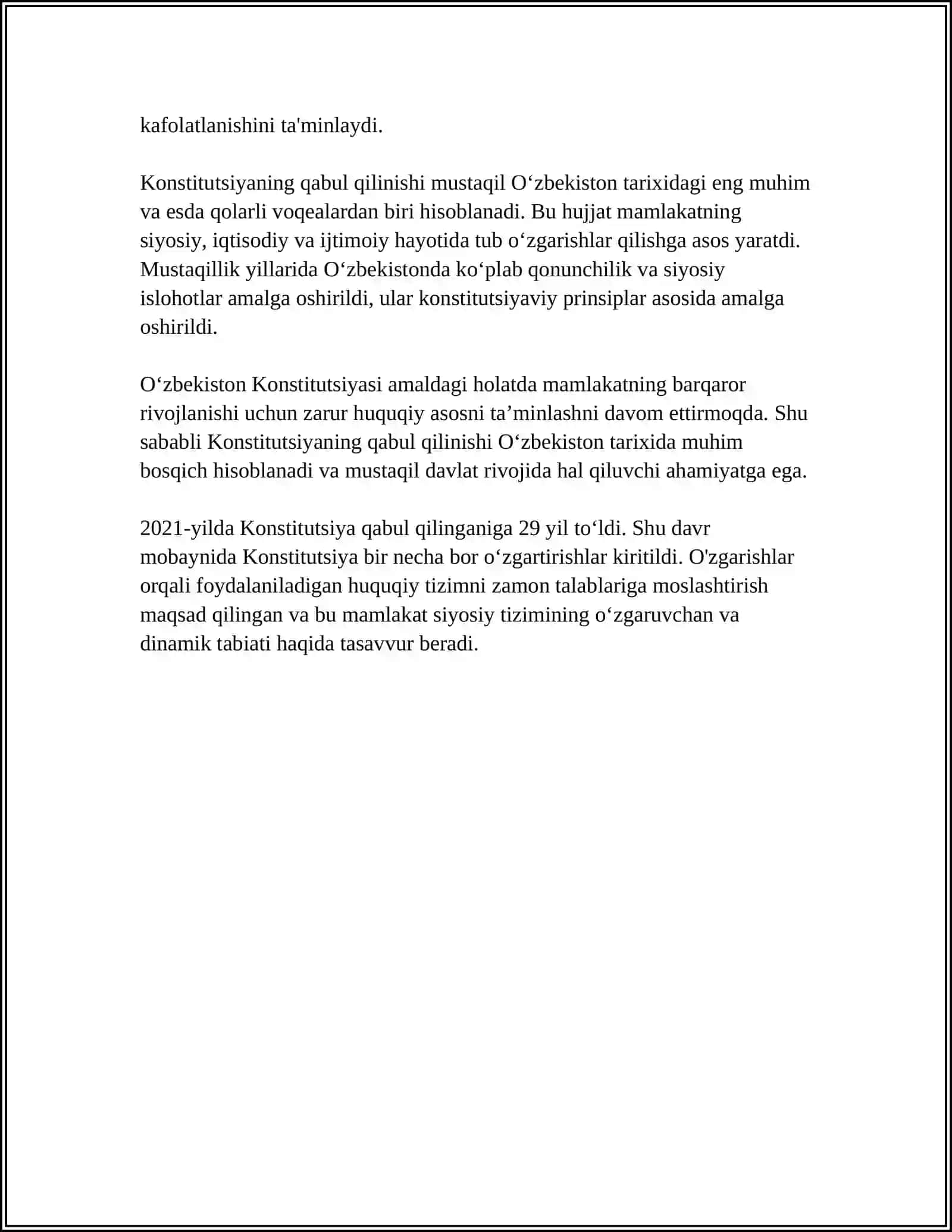 MUSTAQILLIK YILLARIDA DAVLAT BOSHQARUVI TIZIMIDA AMALGA OSHIRILGAN ISLOHATLAR 4