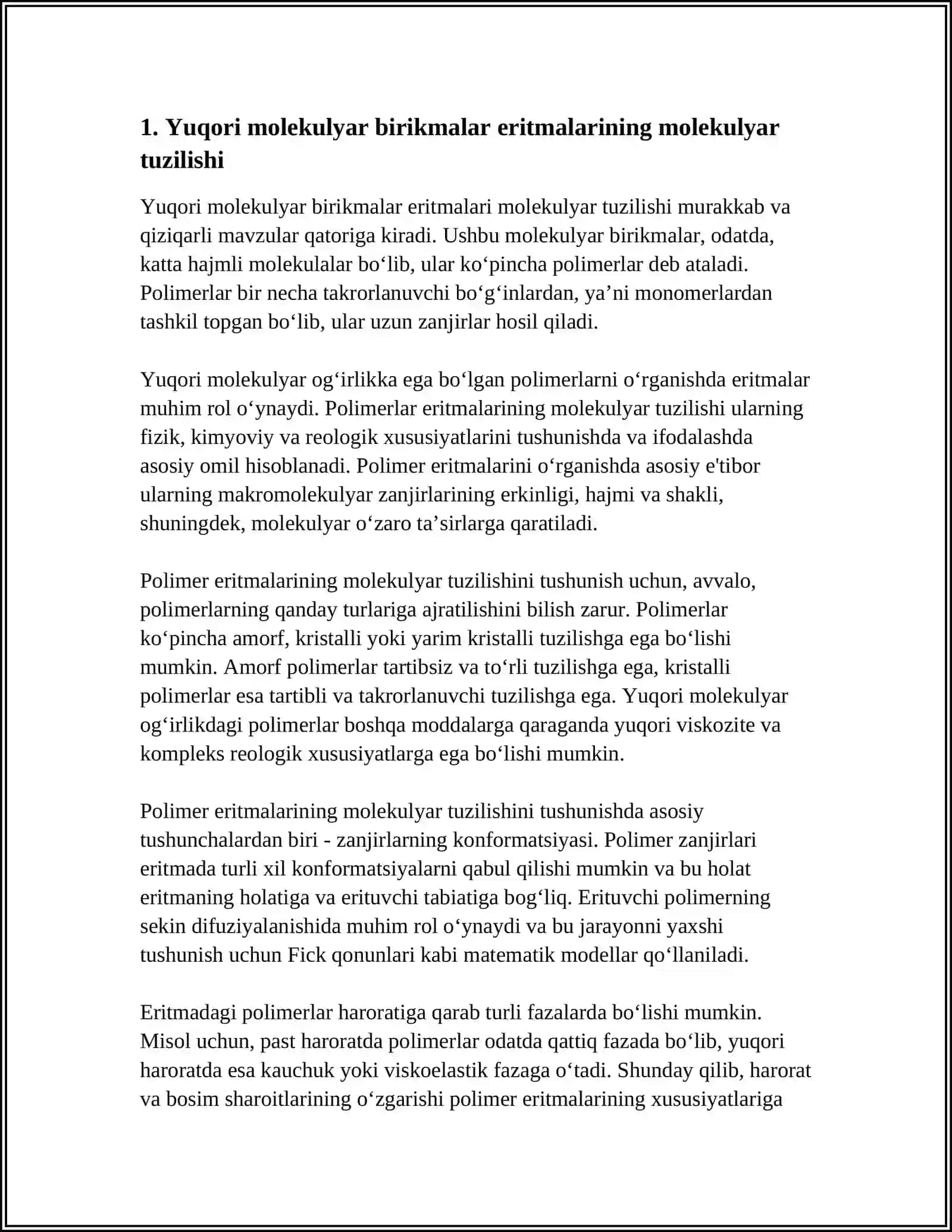 YUQORI MOLEKULYAR BIRIKMALAR ERITMALARNING XOSSALARI. QONNING REULOGIK XOSSALARI 4
