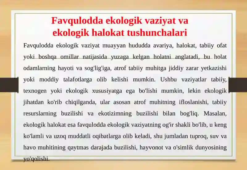 Favqulodda ekologik vaziyatlar va hududlarning huquqiy rejimi 4