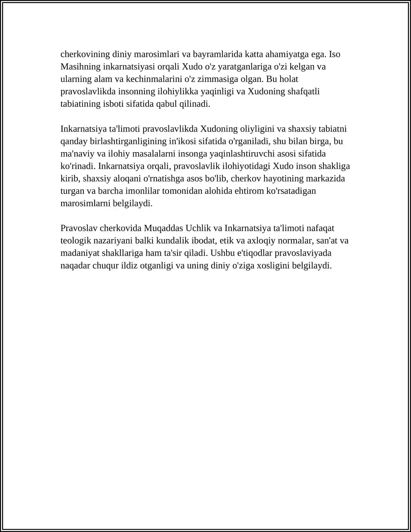 PRAVOSLAVLIKNING DINIY O'ZIGA XOSLIGI 4