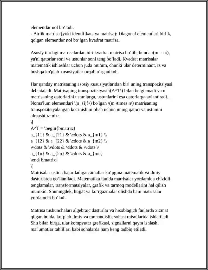 MATRITSALAR VA ULAR USTIDA AMALLAR 4