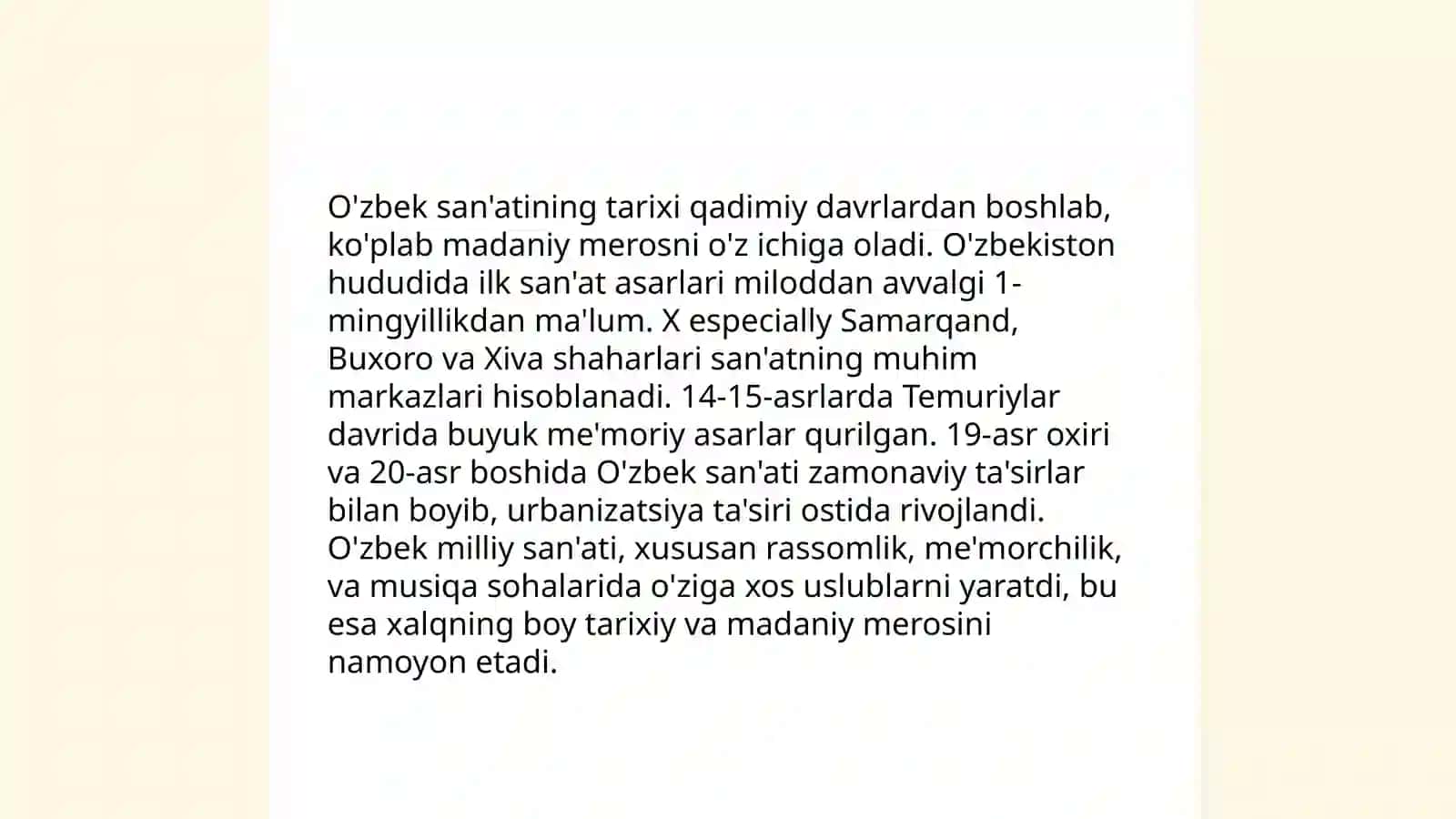 Manaviyat va san'at rivojlantirish 4