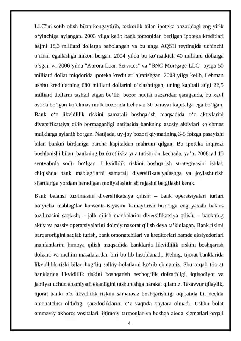 Tijorat banklari likvidlilik bo‘yicha iqtisodiy me’yorlari 4
