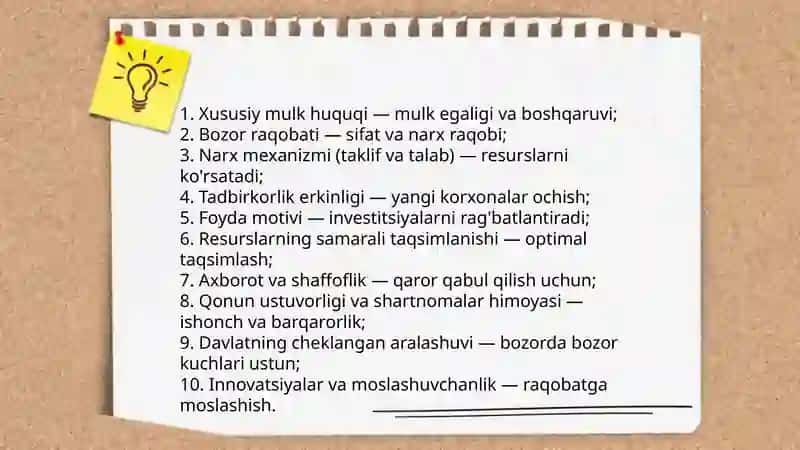 Bozor iqtisodiyoti mavzusida bo'lishi kerak 4