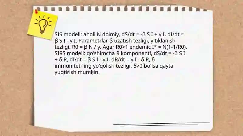 Tibbiy-biologik mazmundagi differensial tenglamalarni tuzish va yechish 4