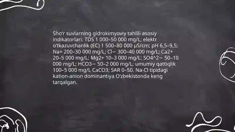 Oʻzbekiston sharoitida shoʻr suvlarni chuchuklashtirish gʻoyasini yaratish 4