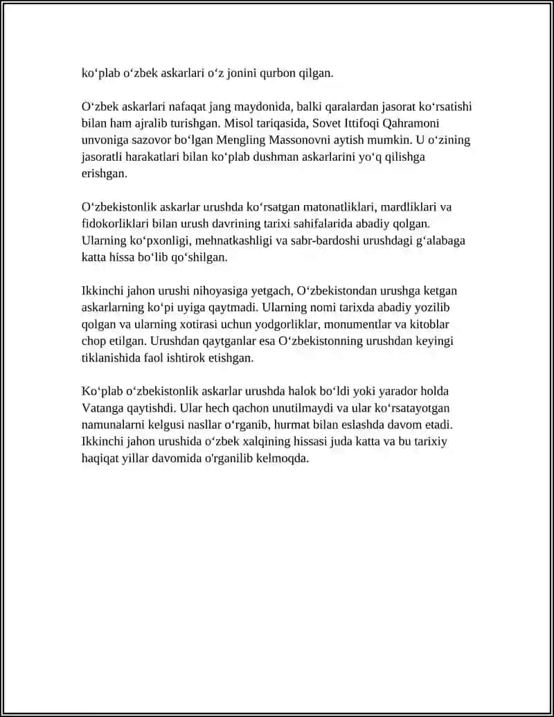 Urushga chaqirilgan o‘zbek askarlari va frontdagi janglar 4